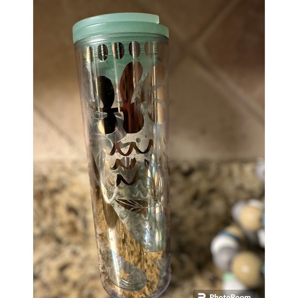 Starbucks Acrylic Golden Mermaid Siren 16oz. Grande Tumbler Twist Lid No Straw - Picture 8 of 9
